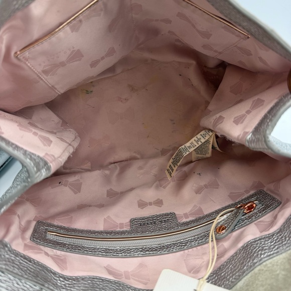 Ted Baker Silver Leather Shoulder Bag Pink Bow Lining main image 0